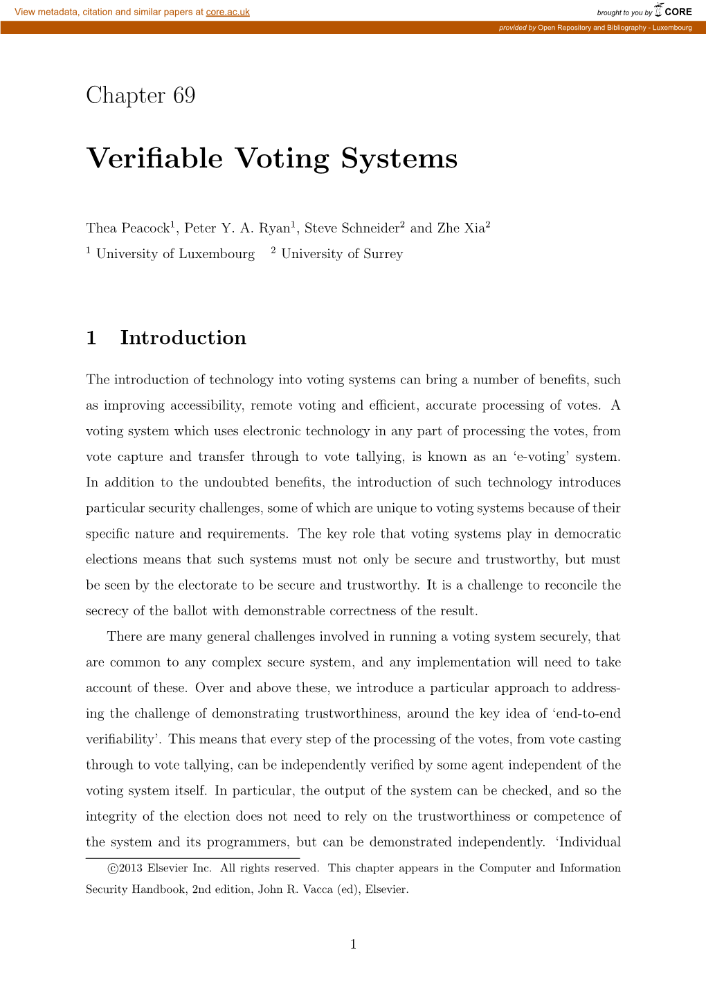 Verifiable Voting Systems