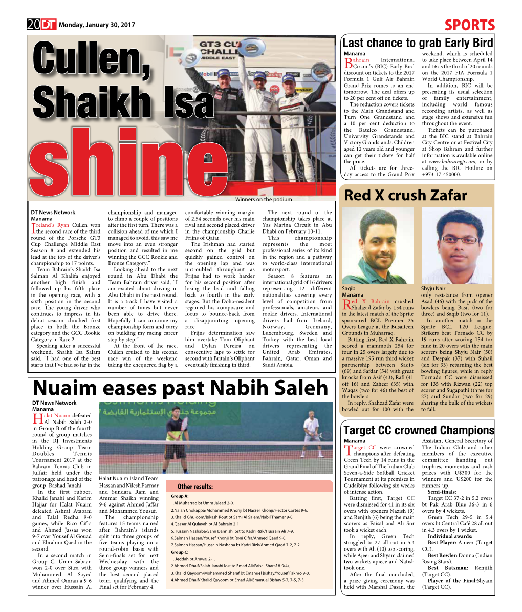 Nuaim Eases Past Nabih Saleh the Bowlers