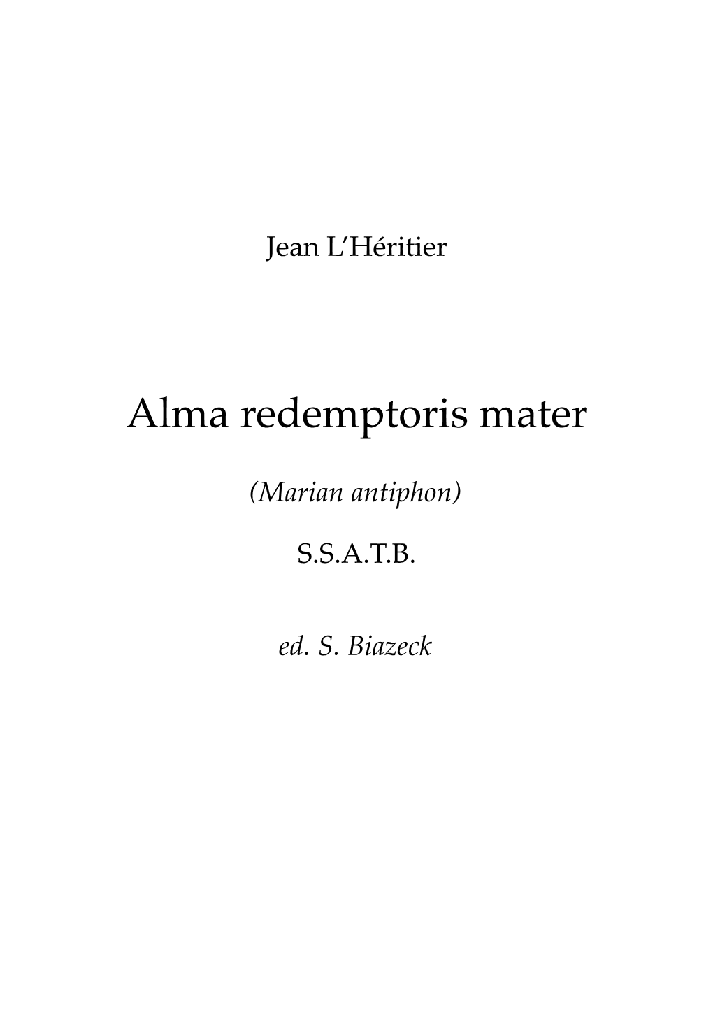 Alma Redemptoris Mater (Lhéritier)