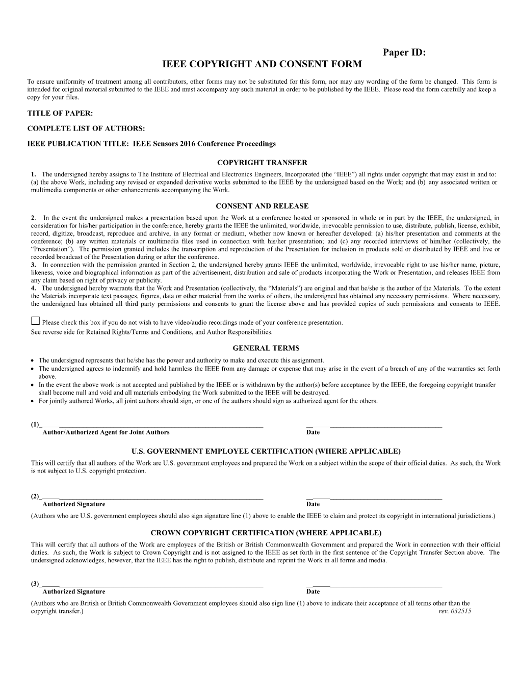 Ieee Copyright Transfer & Publication Rights Grm s7