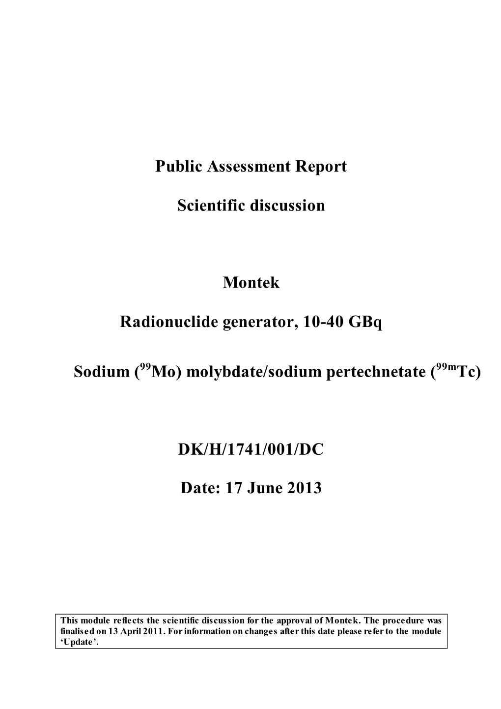 Public Assessment Report