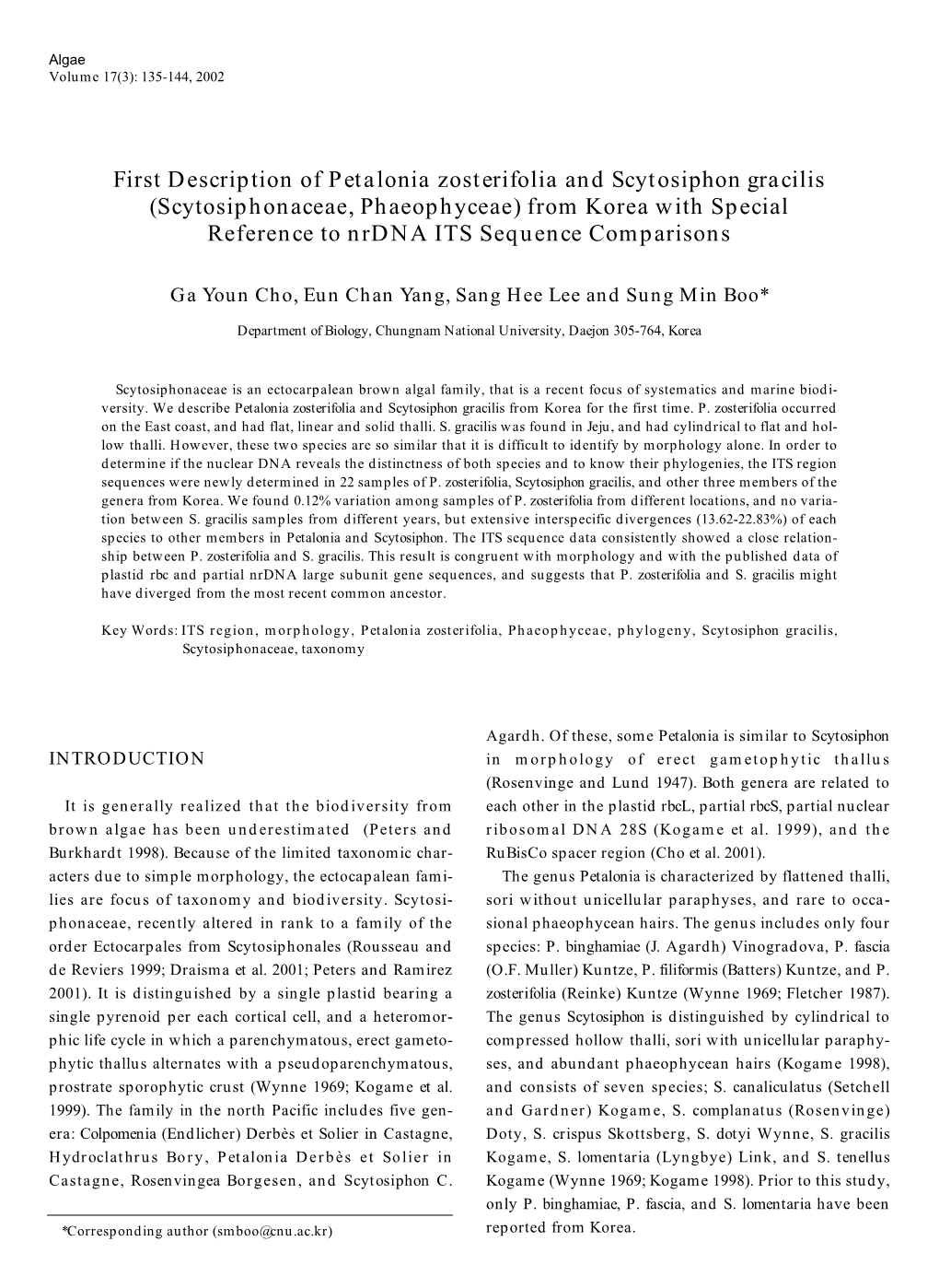 First Description of Petalonia Zosterifolia and Scytosiphon Gracilis