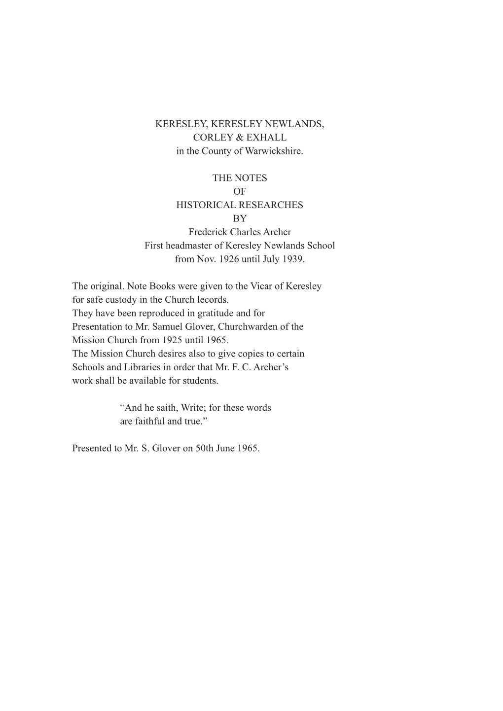 1 - - 2 - - 1 - Heading from Keresley and Coundon Almanack 1856