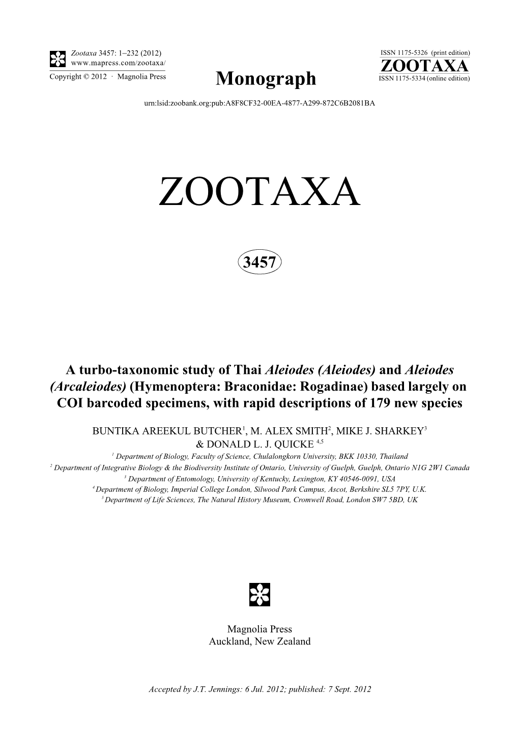 And Aleiodes (Arcaleiodes) (Hymenoptera: Braconidae: Rogadinae) Based Largely on COI Barcoded Specimens, with Rapid Descriptions of 179 New Species