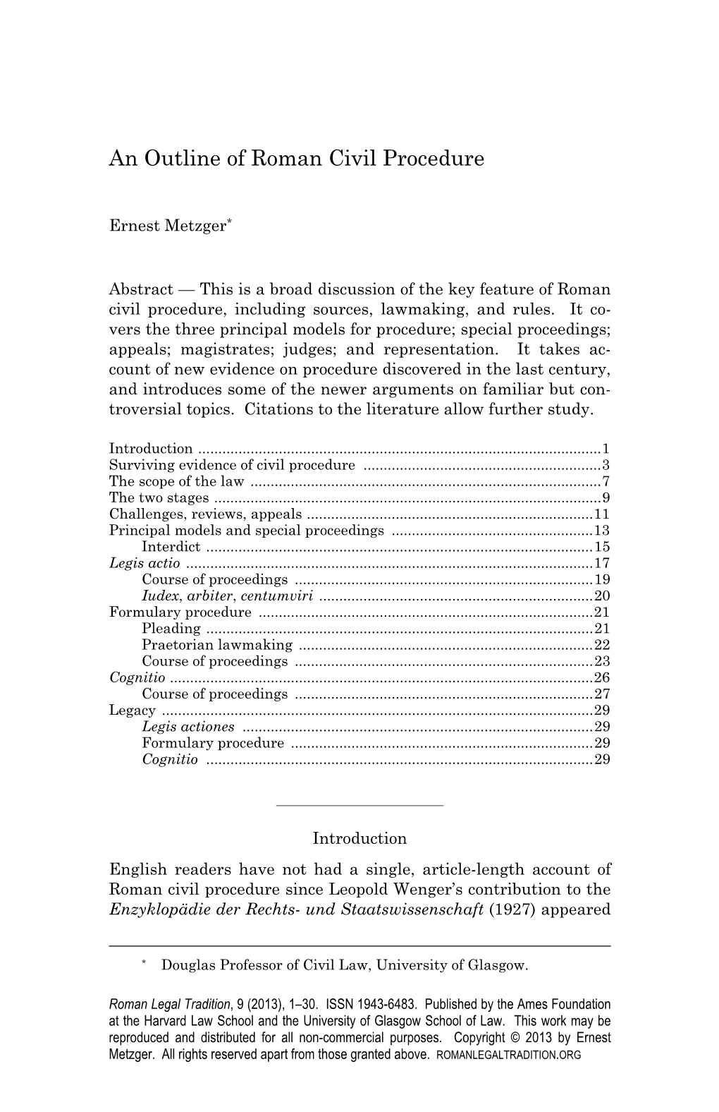 An Outline of Roman Civil Procedure