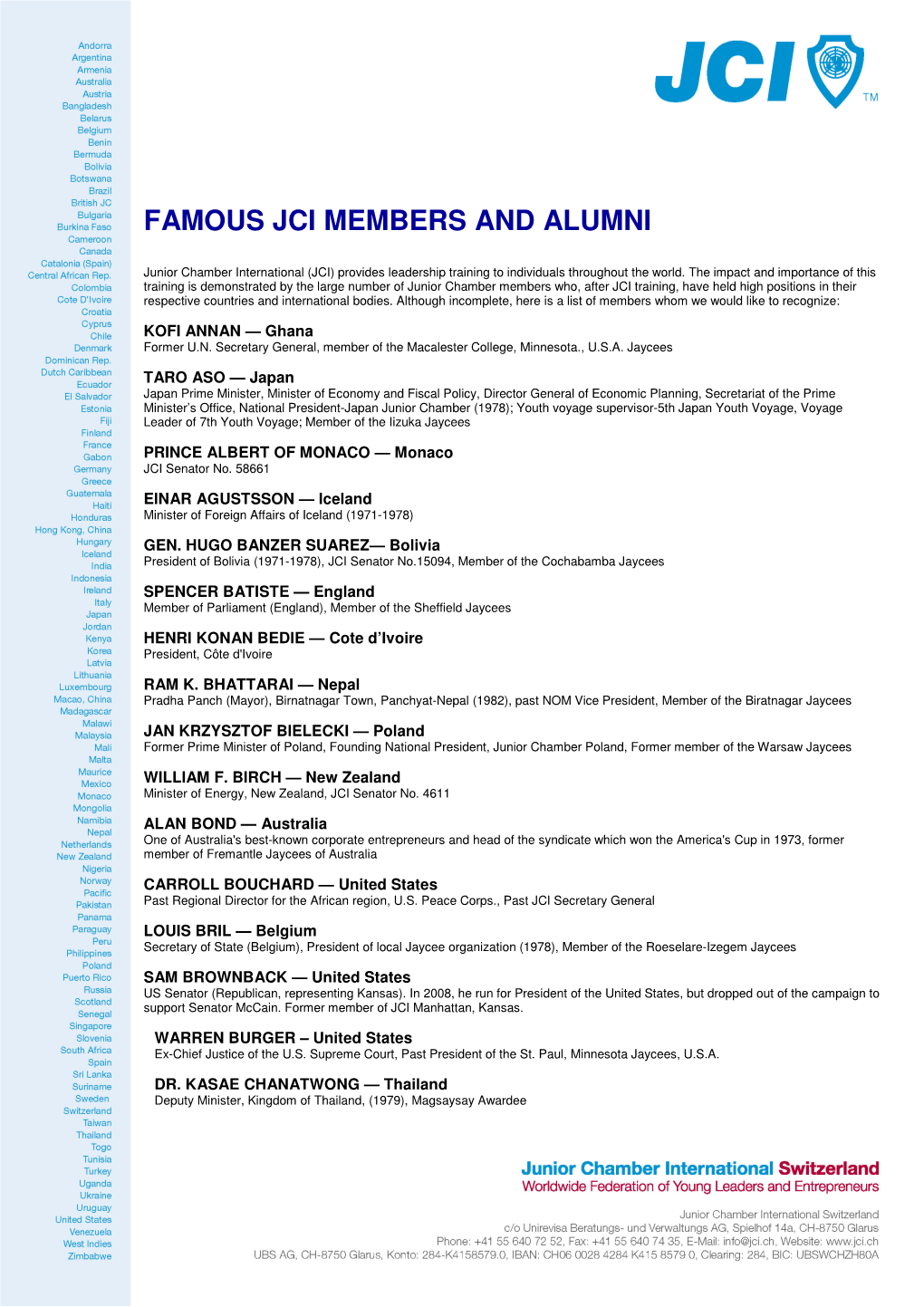 Famous Jci Members and Alumni