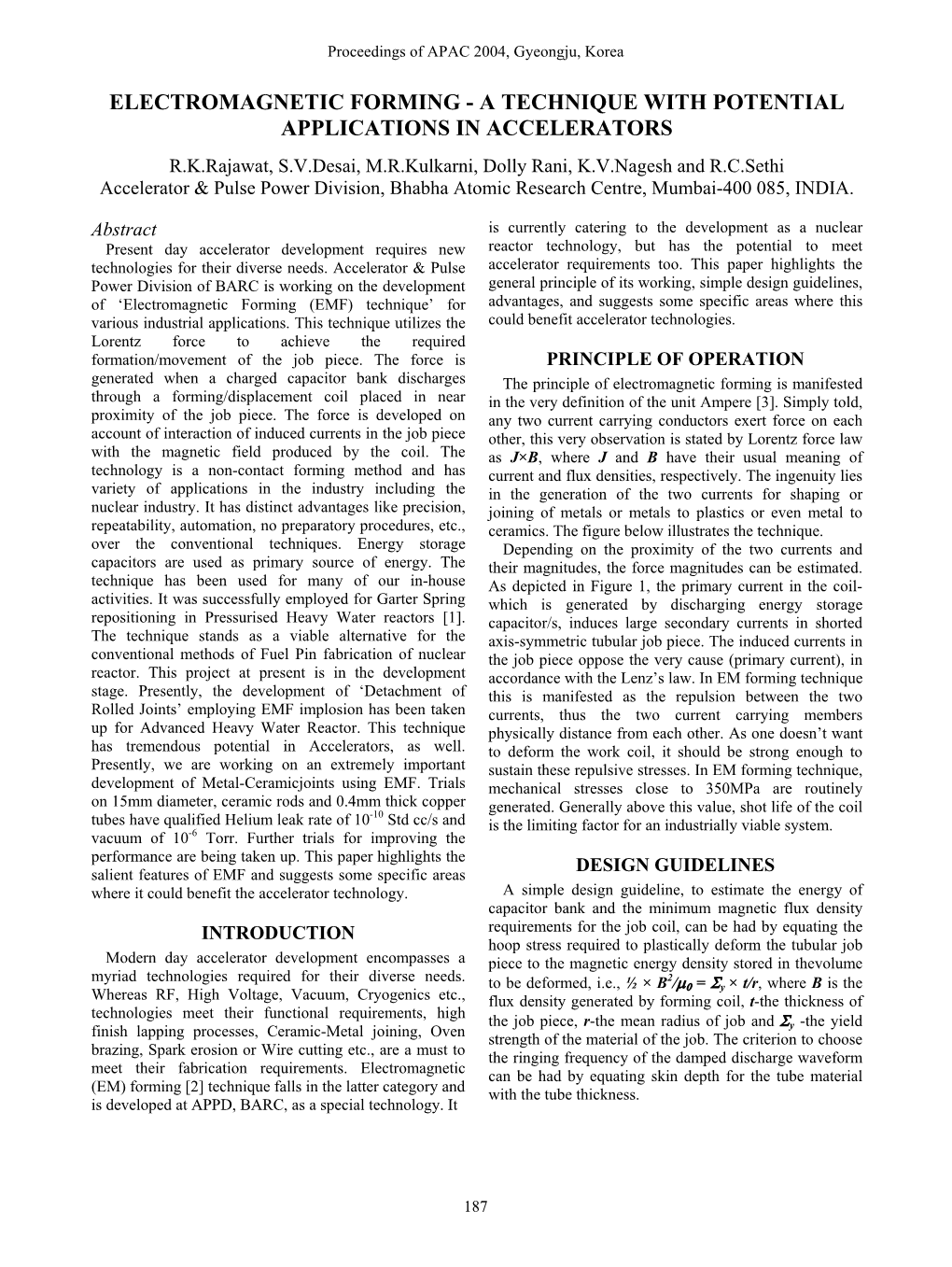 Electromagnetic Forming - a Technique with Potential Applications in Accelerators