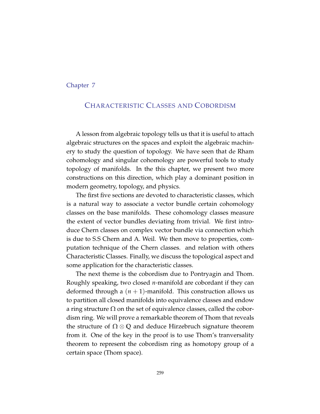 Ch.7 Characteristic Classes and Cobordism
