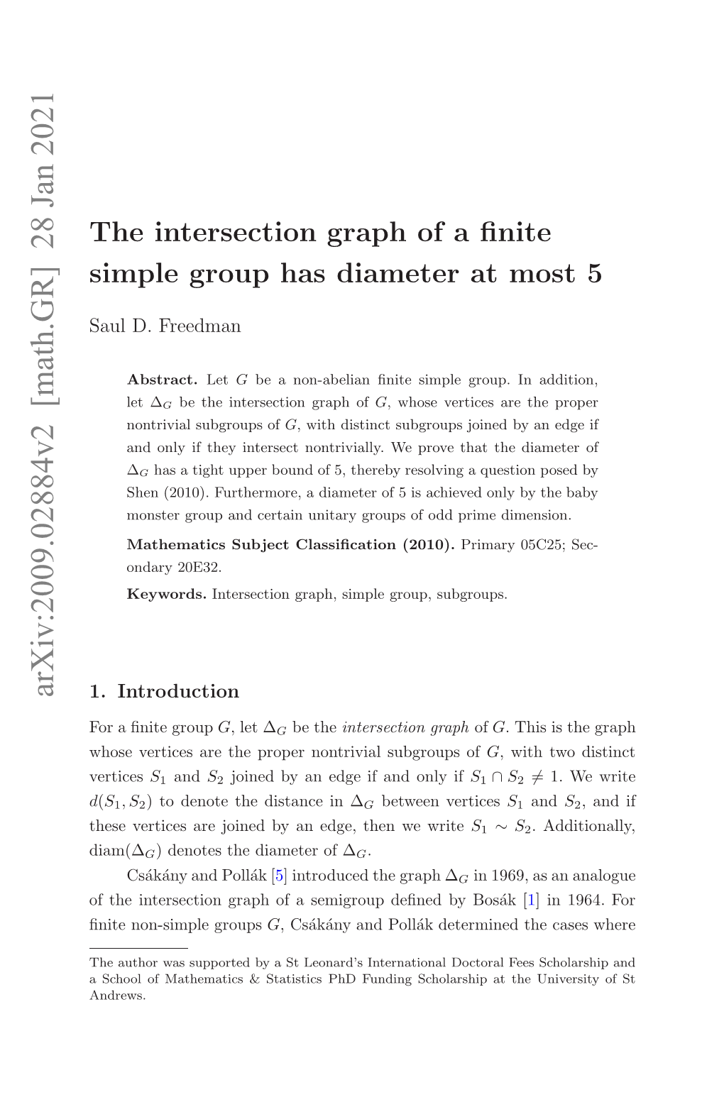 The Intersection Graph of a Finite Simple Group Has Diameter at Most 5