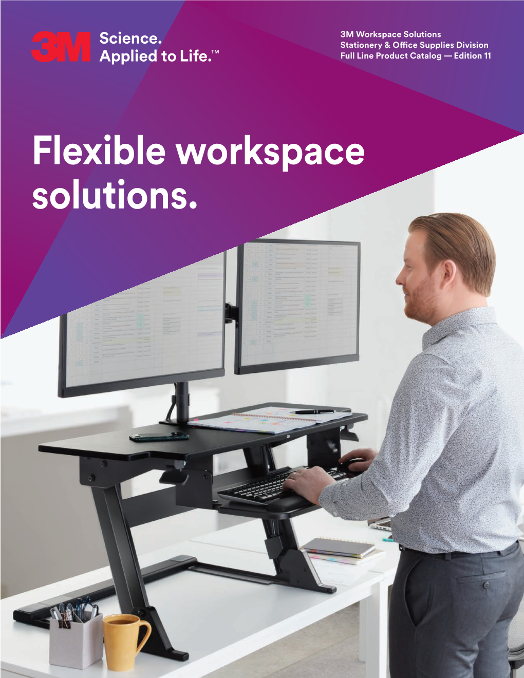 Flexible Workspace Solutions. 3M™ Precision 3M™ Dual Monitor Standing Desk XL Mount, MM200B Easy Lift, SD70B