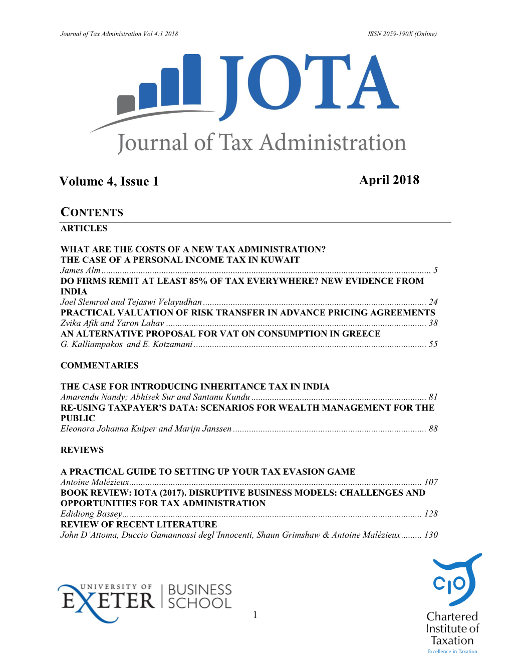 Volume 4, Issue 1 April 2018