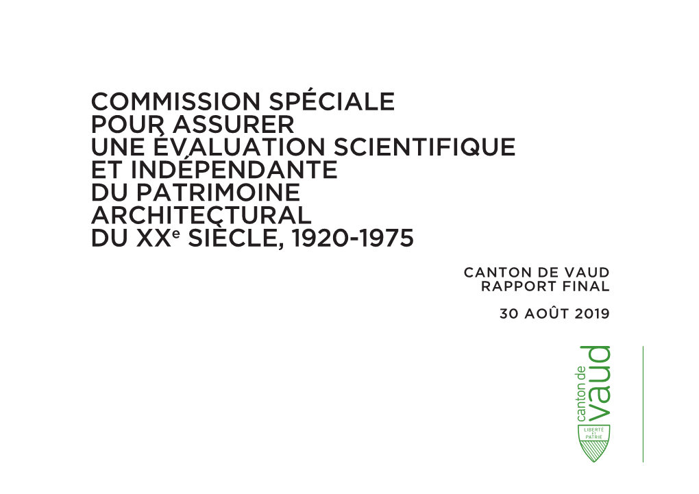 Commission Spéciale Pour Assurer Une Évaluation Scientifique Et Indépendante Du Patrimoine Architectural Du Xxe Siècle, 1920-1975