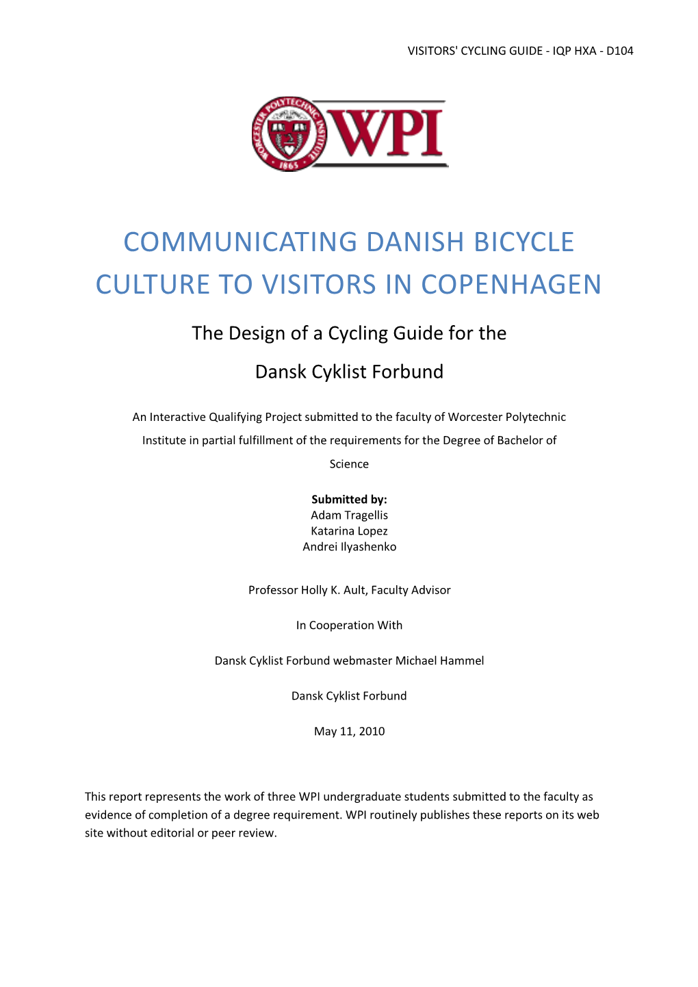 Communicating Danish Bicycle Culture to Visitors in Copenhagen