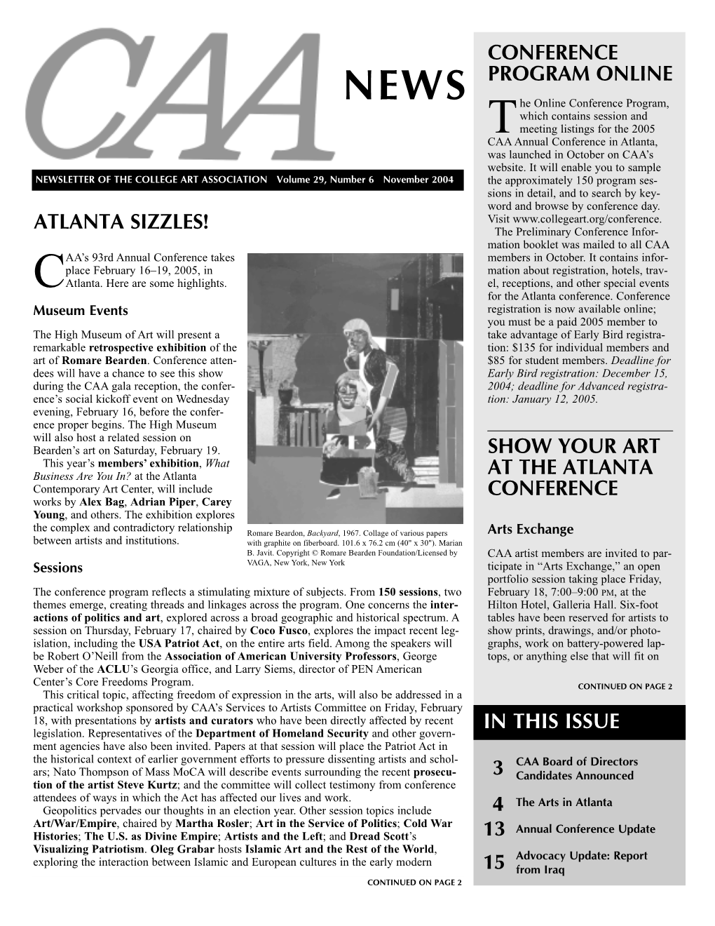 November 2004 CAA News