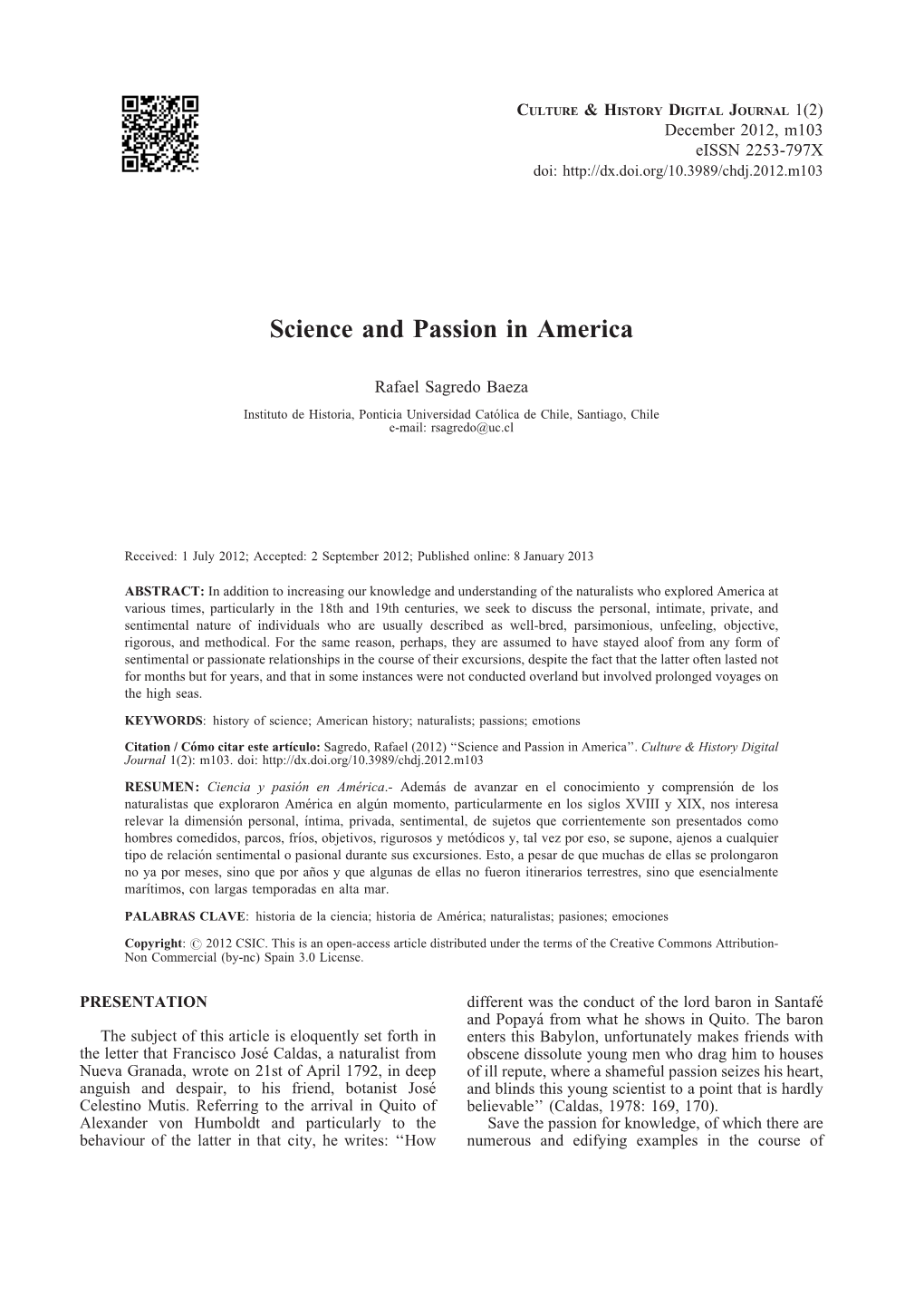 Science and Passion in America; Ciencia Y