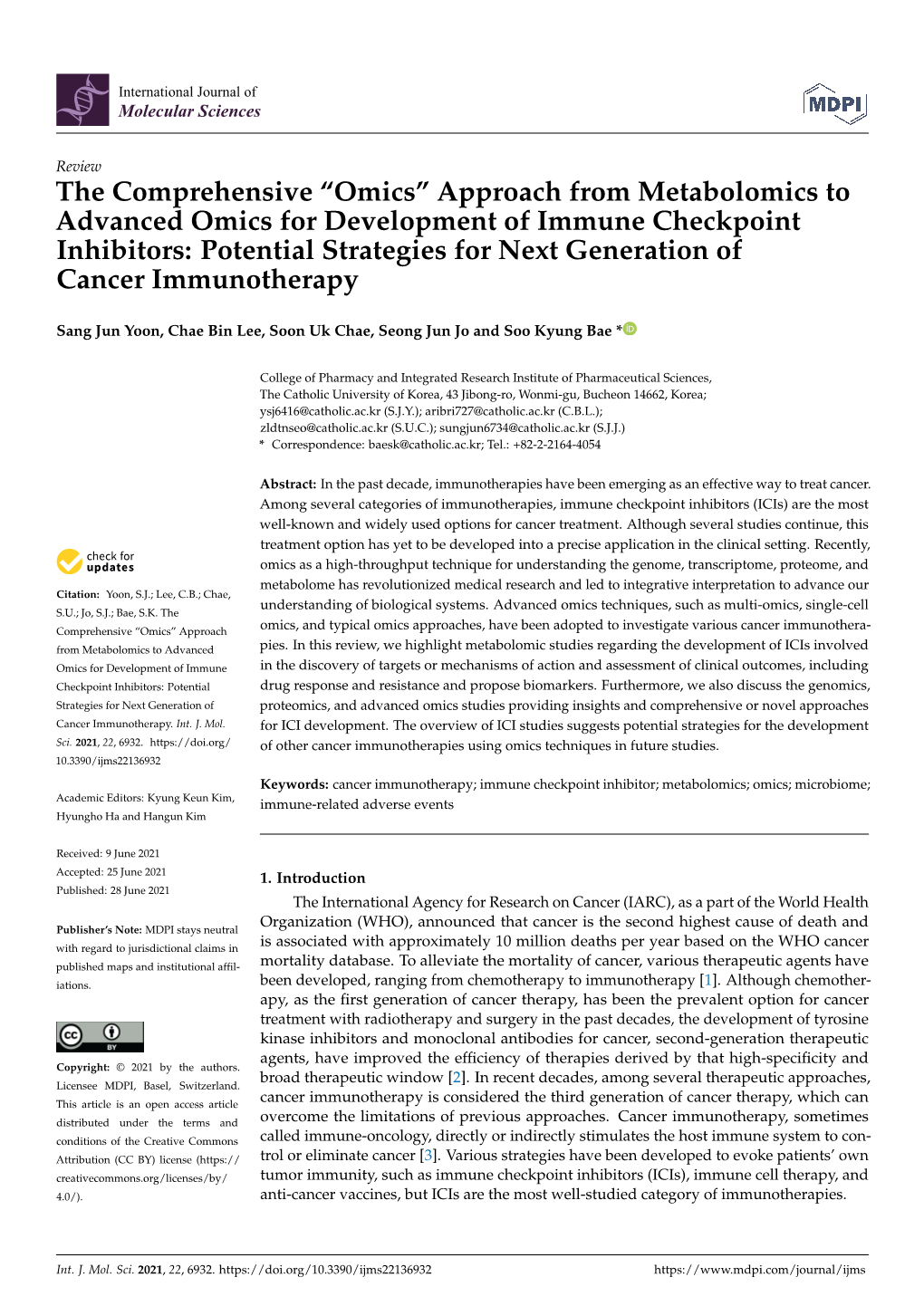 Omics” Approach from Metabolomics to Advanced Omics for Development of Immune Checkpoint Inhibitors: Potential Strategies for Next Generation of Cancer Immunotherapy