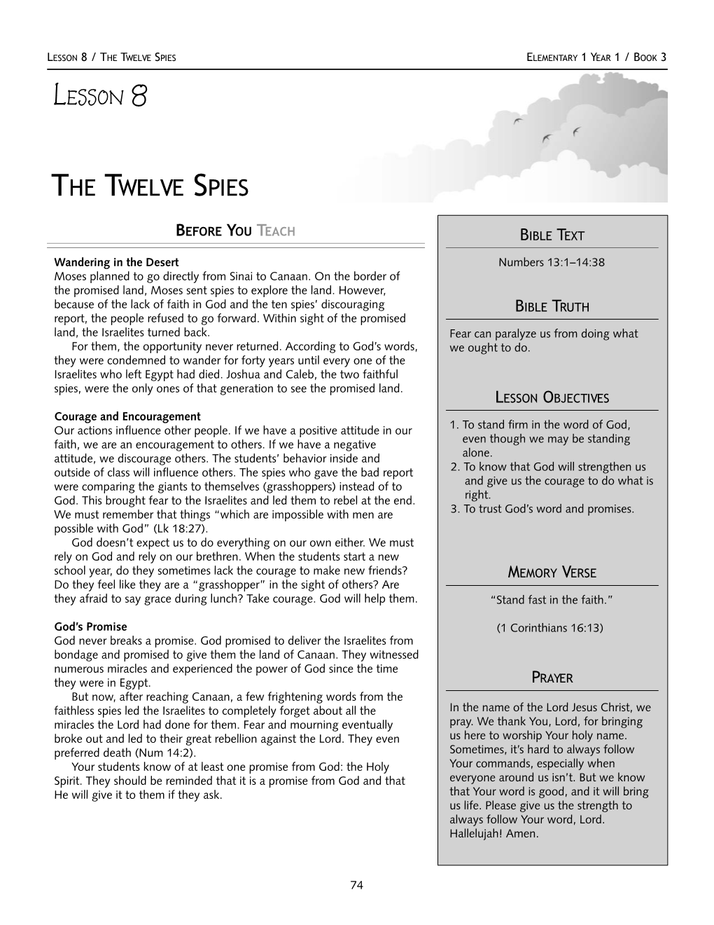 The Twelve Spies Elementary 1 Year 1 / Book 3 Lesson 8