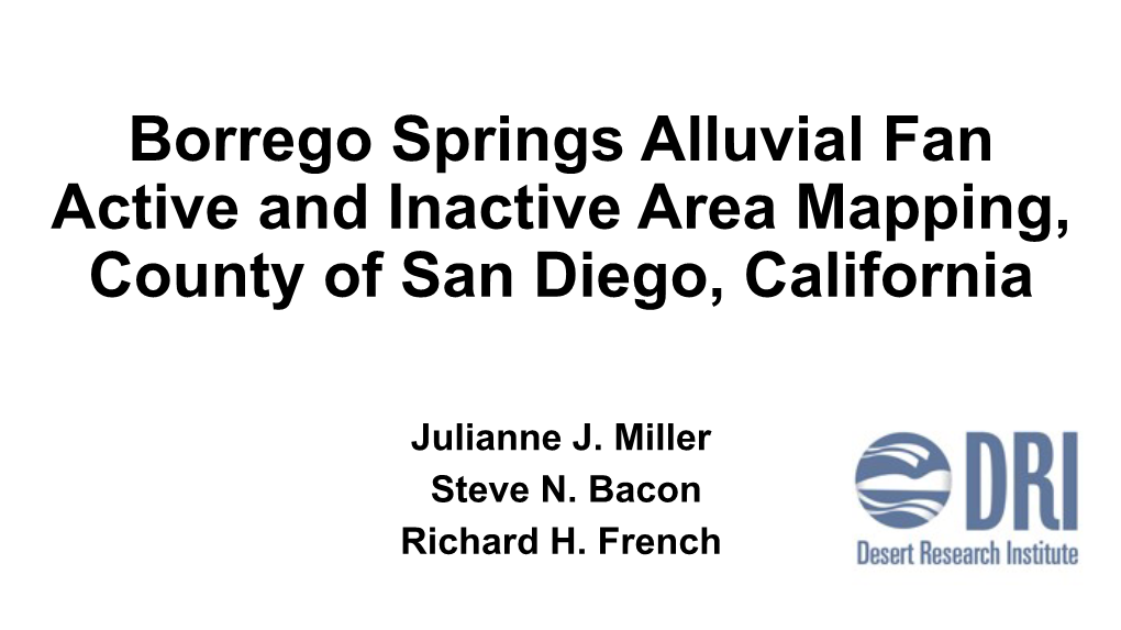 Borrego Springs Alluvial Fan Active and Inactive Area Mapping, County of San Diego, California