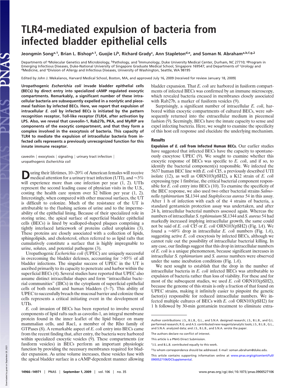 TLR4-Mediated Expulsion of Bacteria from Infected Bladder Epithelial Cells