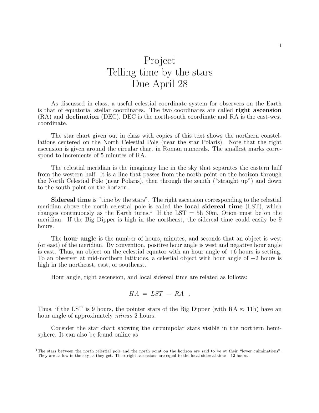 Determining Your Watch Time from Observations of Stars (Spring Season)