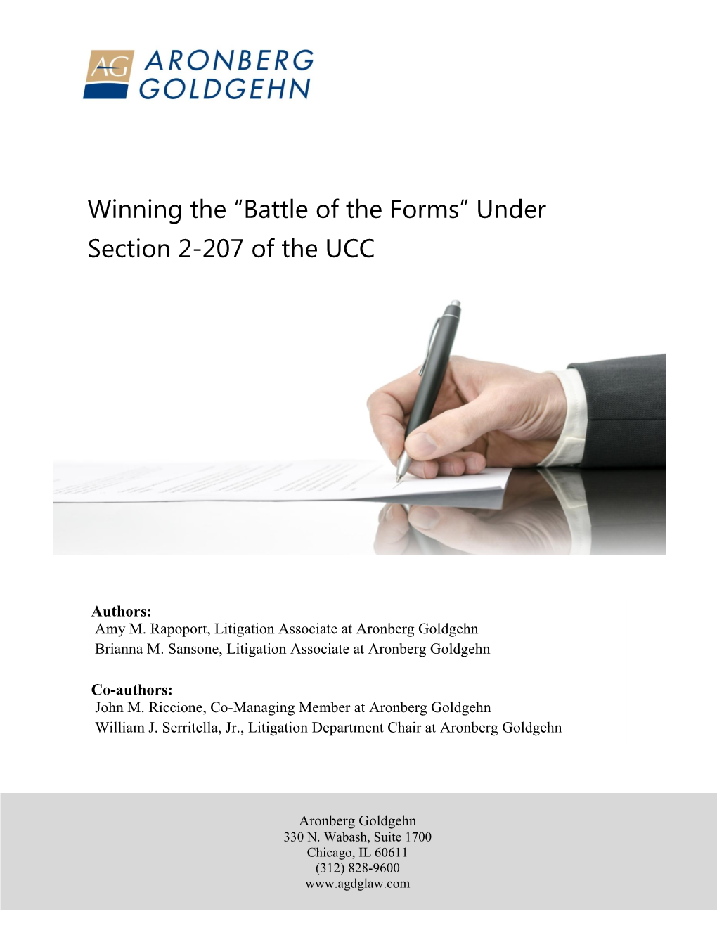 Winning the “Battle of the Forms” Under Section 2-207 of the Ucc