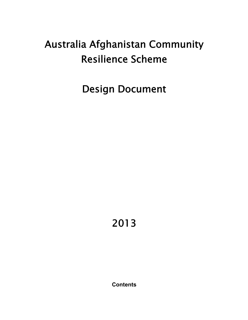 Australia Afghanistan Community Resilience Scheme