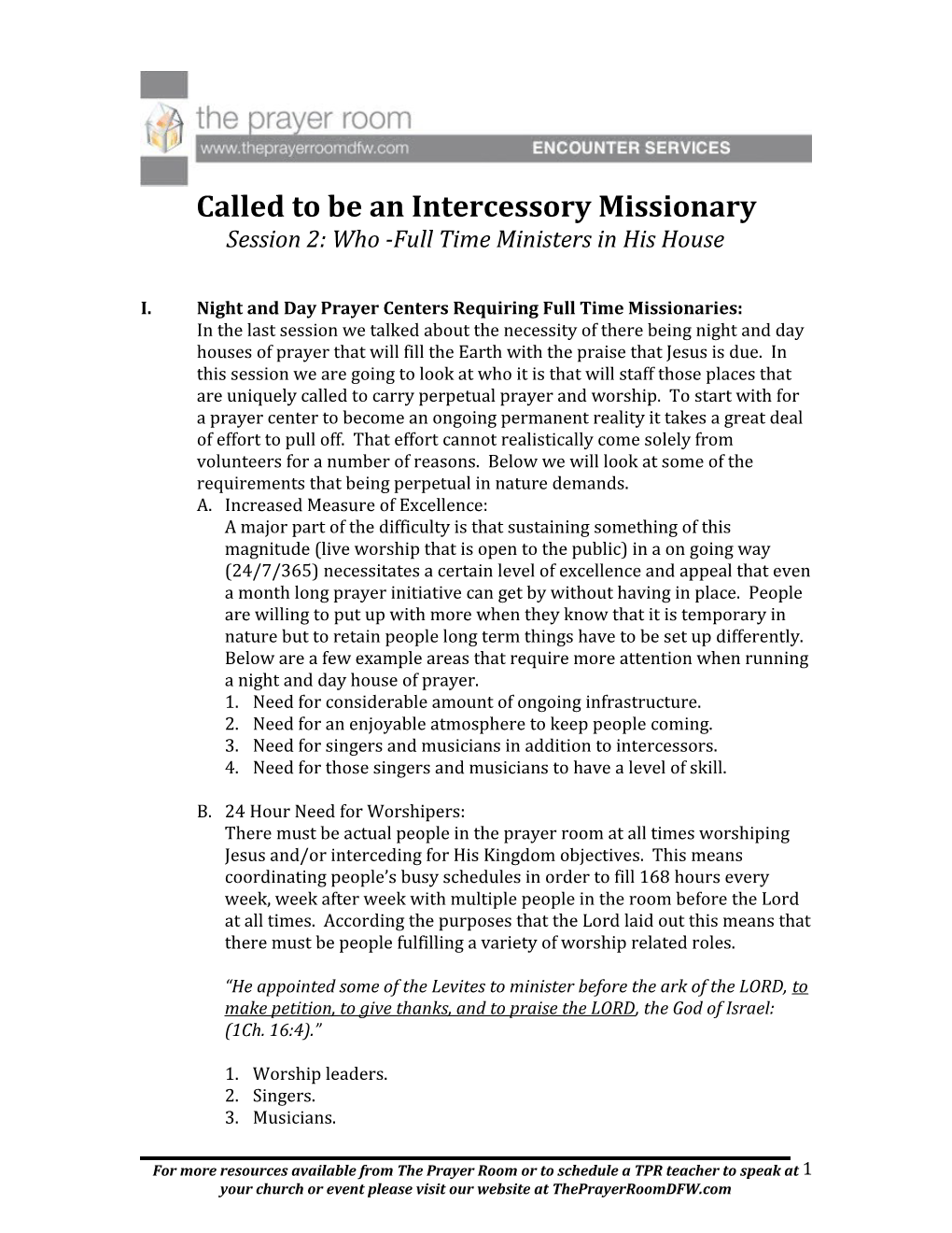 Called to Be an Intercessory Missionary