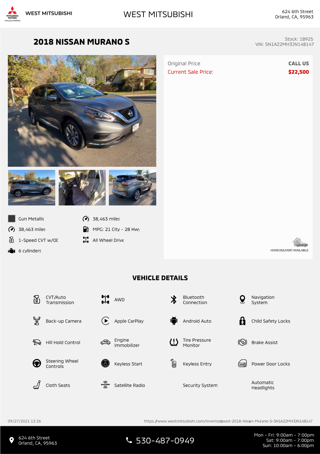 2018 Nissan Murano S Vin: 5N1az2mh3jn148147