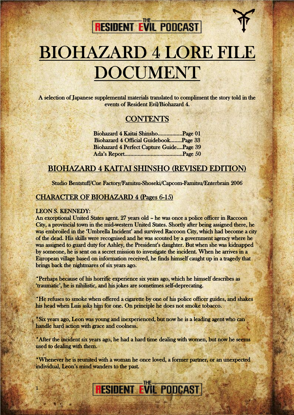 Biohazard 4 Lore File Document
