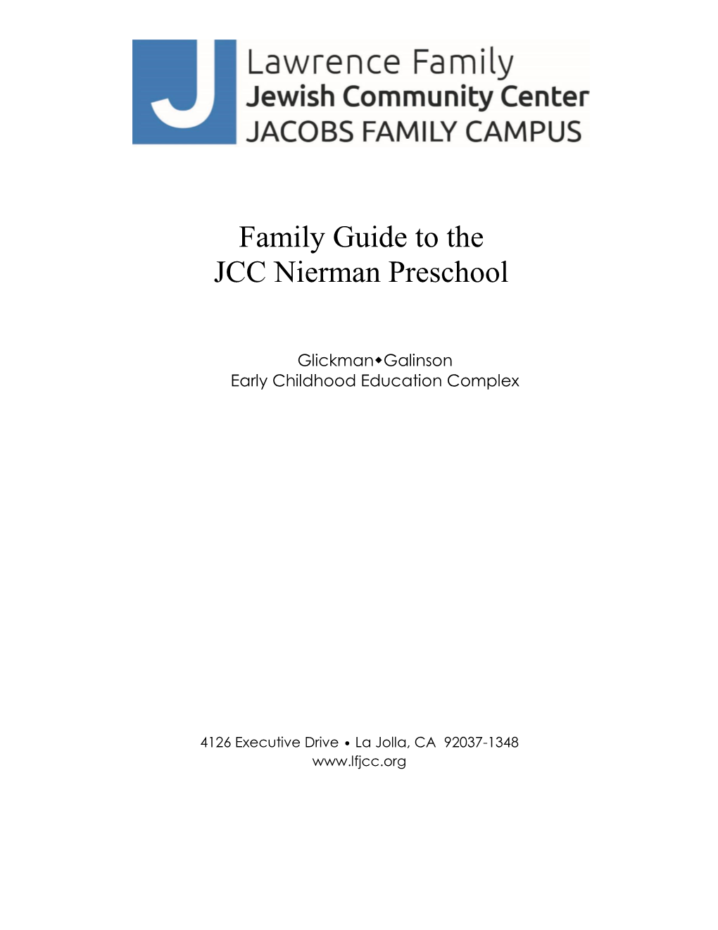 Family Guide to the JCC Nierman Preschool