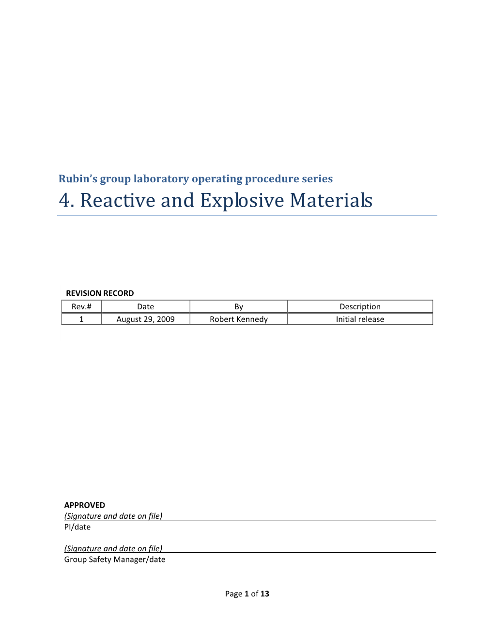 4. Reactive and Explosive Materials