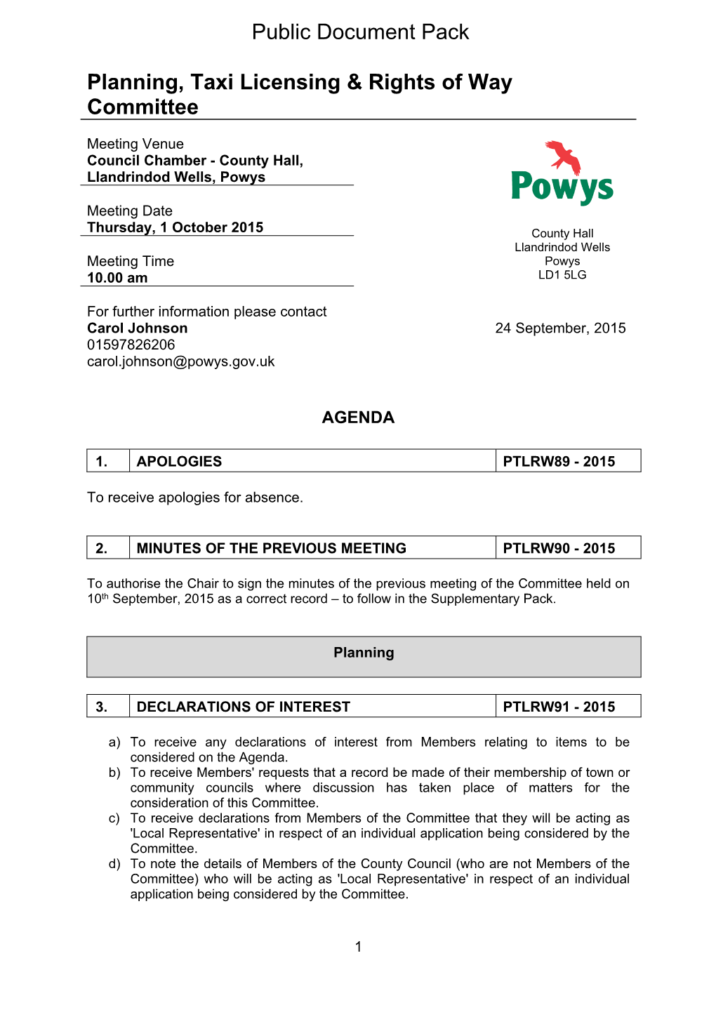 (Public Pack)Agenda Document for Planning, Taxi Licensing & Rights