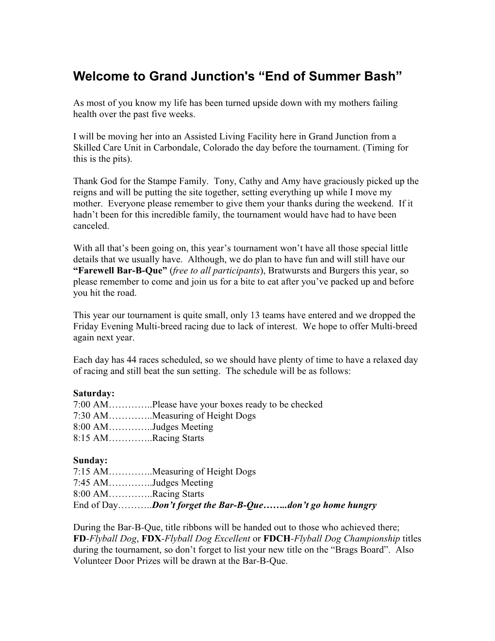 Welcome to Grand Junctions; End of Summer Bash