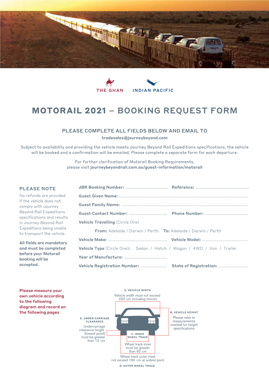 Motorail 2021 – Booking Request Form