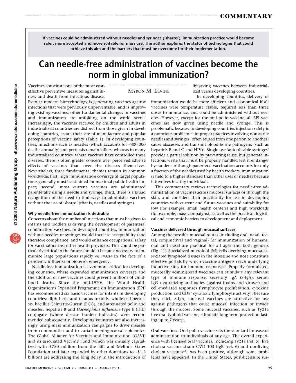 Can Needle-Free Administration of Vaccines Become the Norm in Global Immunization?