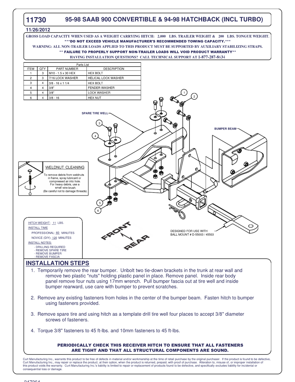 Installation Steps 95-98 Saab 900 Convertible & 94