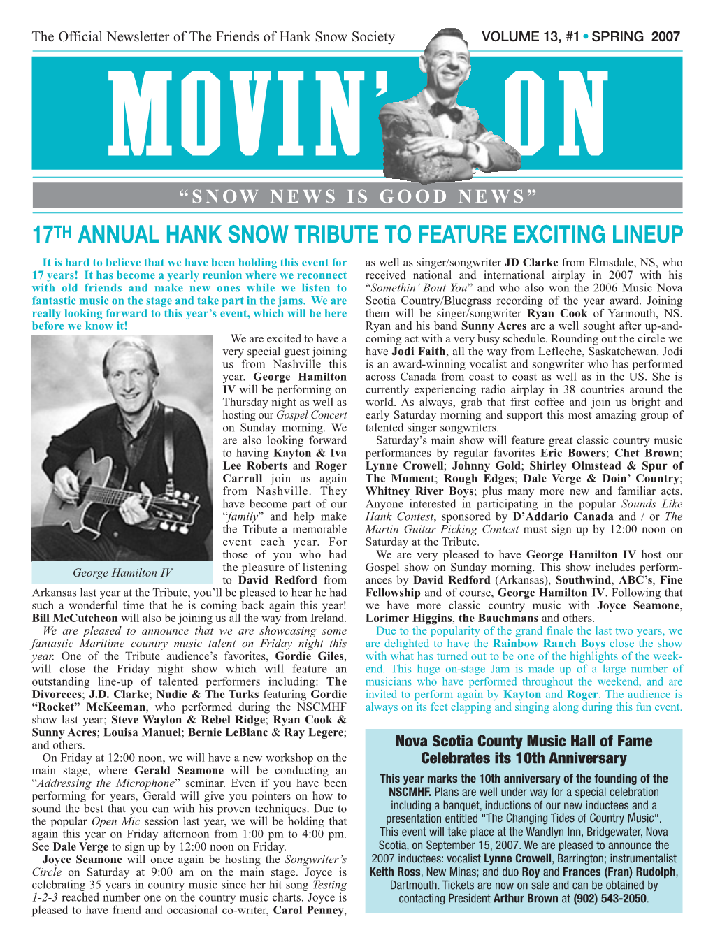 17Th Annual Hank Snow Tribute to Feature Exciting