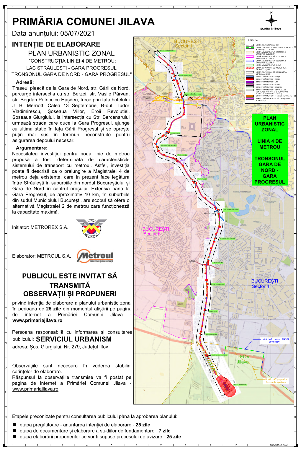 Data Anunțului: 05/07/2021 INTENȚIE DE ELABORARE PLAN URBANISTIC ZONAL