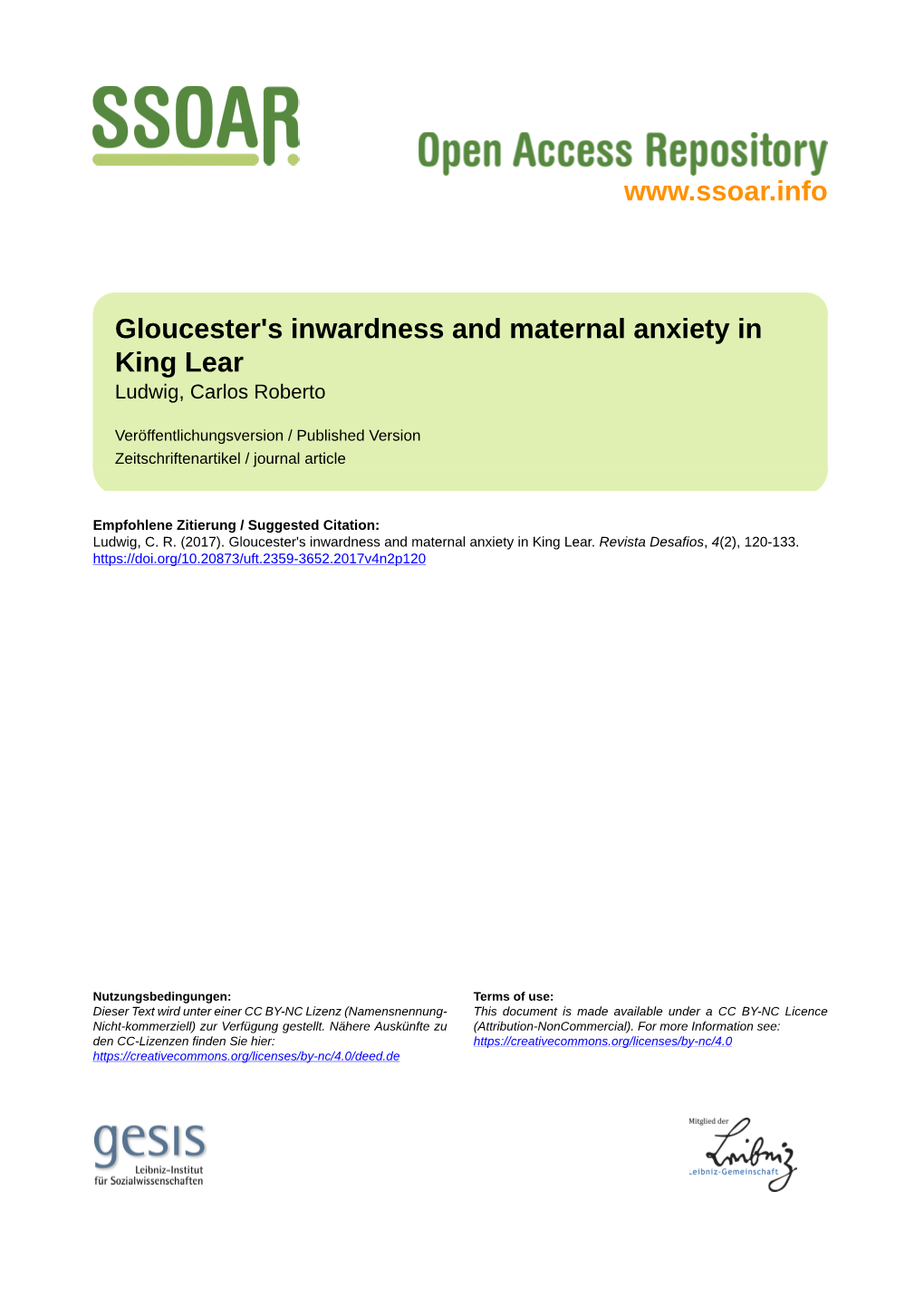 Gloucester's Inwardness and Maternal Anxiety in King Lear