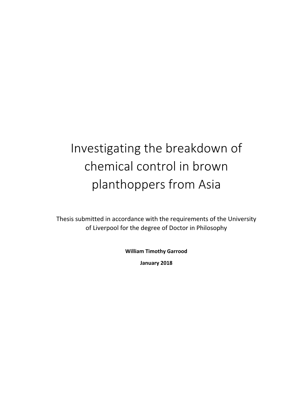 Investigating the Breakdown of Chemical Control in Brown Planthoppers from Asia