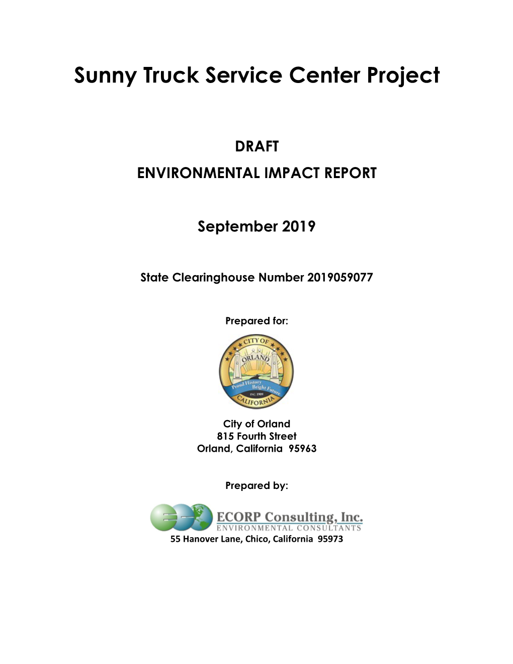 Sunny Truck Service Center Project DRAFT ENVIRONMENTAL IMPACT REPORT September 2019