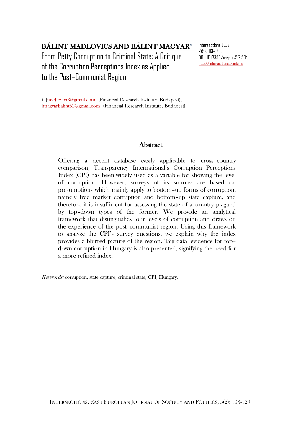 From Petty Corruption to Criminal State: a Critique of the Corruption Perceptions Index As Applied to the Post–Com