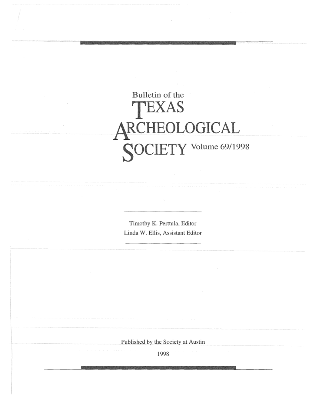 CHEOLOGICAL QCIETY Volume 69/1998