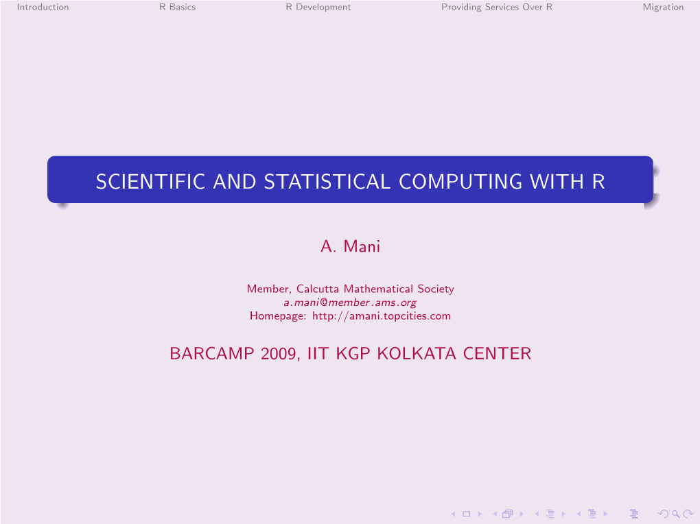 Scientific and Statistical Computing with R