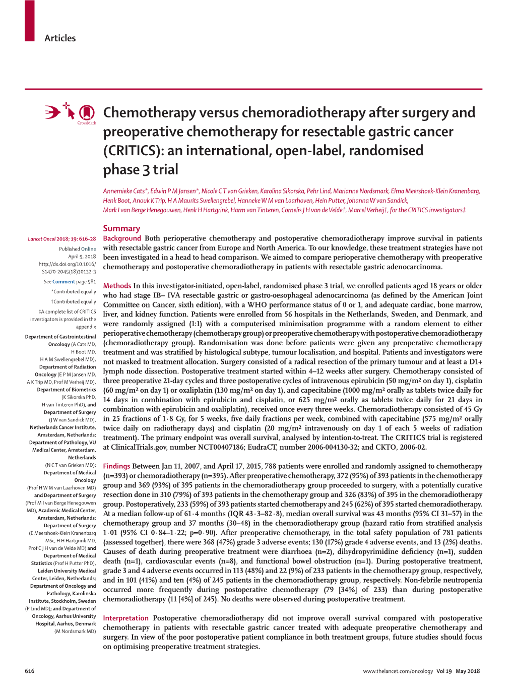 (CRITICS): an International, Open-Label, Randomised Phase 3 Trial