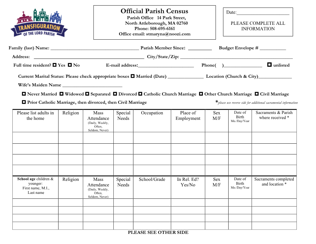 Official Parish Census