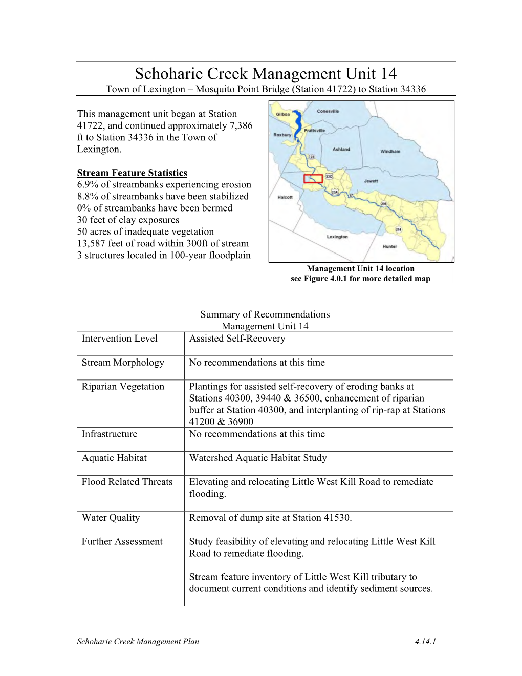 Management Unit 14 Town of Lexington – Mosquito Point Bridge (Station 41722) to Station 34336