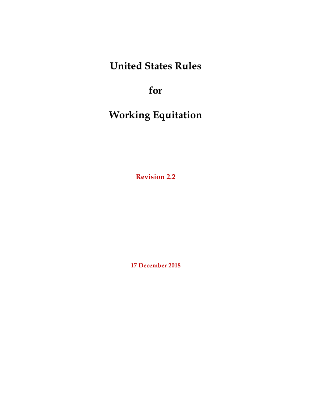 United States Rules for Working Equitation