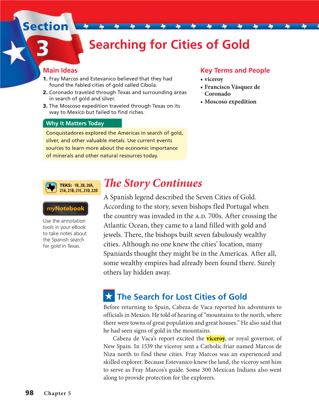 Searching for Cities of Gold Main Ideas Key Terms and People 1