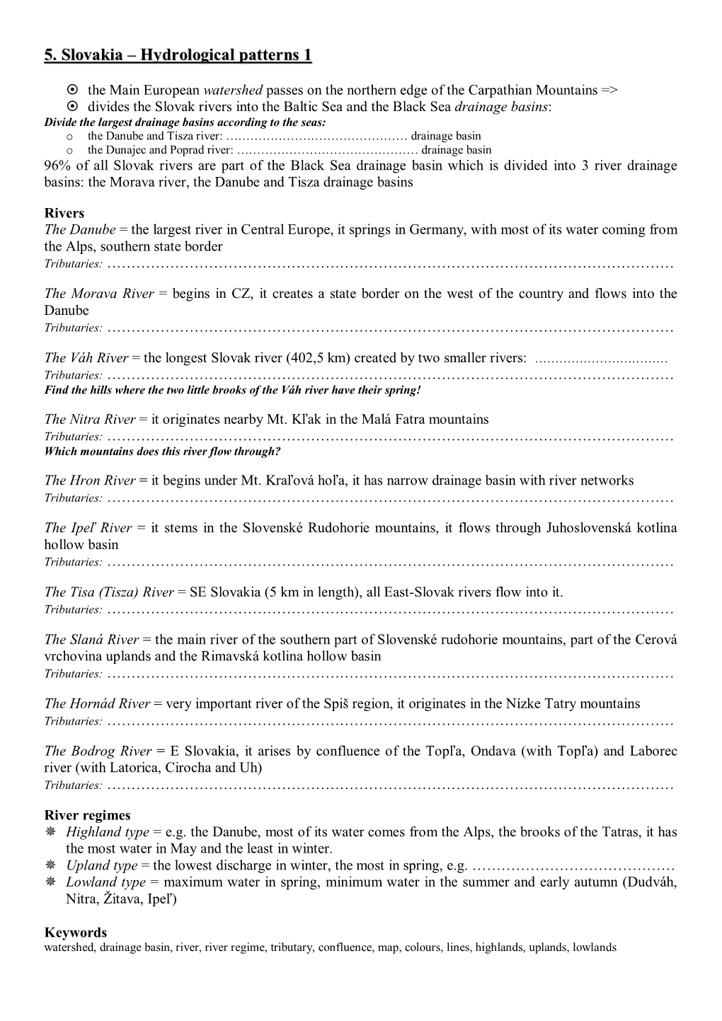 5. Slovakia – Hydrological Patterns 1